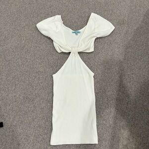 White Side Cut Out Mini Dress
